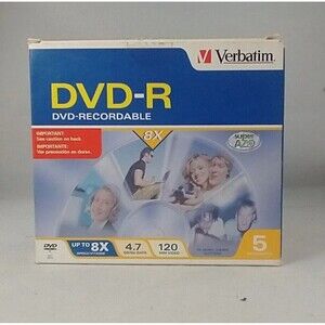 Verbatim 8X 4.7GB 120 Minutes DVD-R with Jewel Case (Pack of 5)